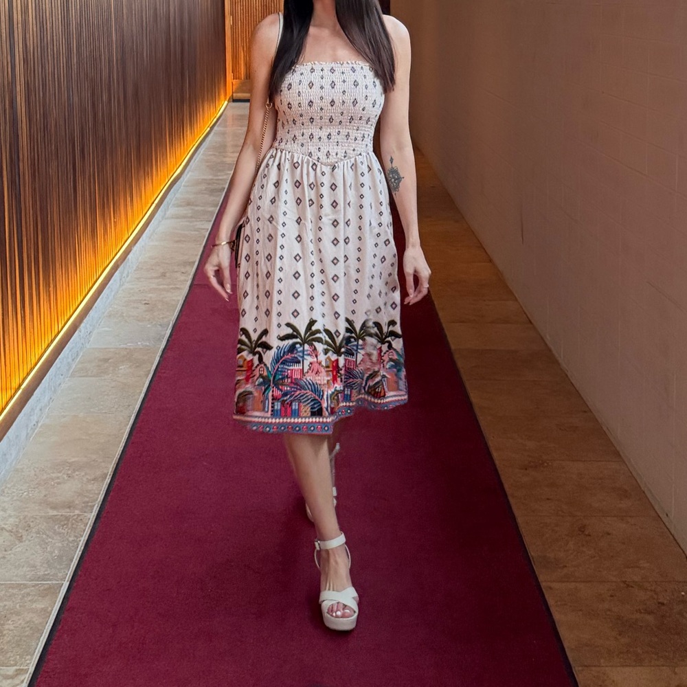 Tropical Light Pink Patterned Dress